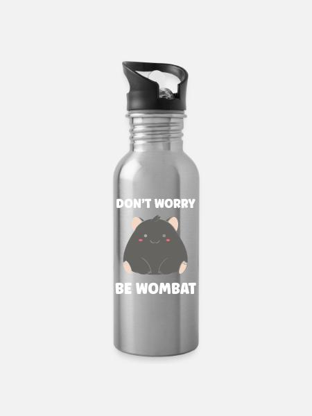 Wombat Friedliches Muster Freude - Trinkflasche mit integriertem Trinkhalm - Lightsilver