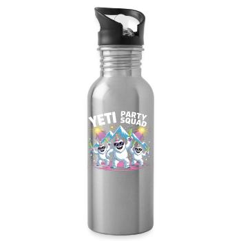 Yeti Party Squad – Lustiges Winter Partyshirt - Trinkflasche mit integriertem Trinkhalm - Lightsilver - Rechts