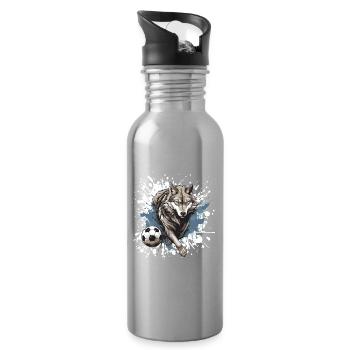Équipe de football du Wolf - Gourde avec paille intégrée - argent clair - Droite