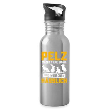Tierschutz FUR IS WORN BY BEAUTIFUL ANIMALS - Trinkflasche mit integriertem Trinkhalm - Lightsilver - Rechts