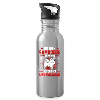 Samojede unschlagbar Schlittenhund - Trinkflasche mit integriertem Trinkhalm - Lightsilver - Rechts