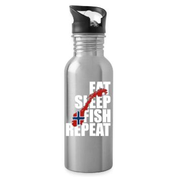Norway Fishing Eat, Sleep, Fish, Repeat - Angler - Trinkflasche mit integriertem Trinkhalm - Lightsilver - Rechts