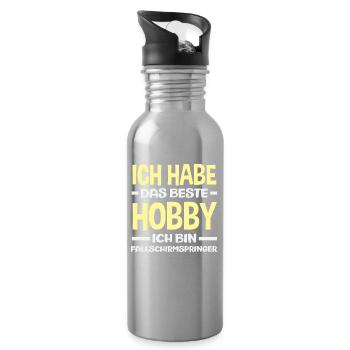 Funny Skydiver Adrenaline Junkie Hobby - Water bottle with straw - silver - Right