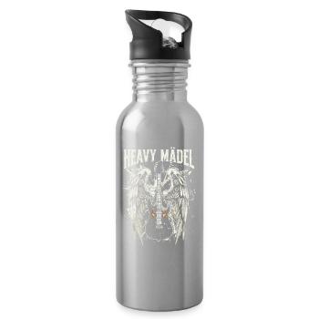 Heavy Metal Rock Festival Heavy Girl Rock Music - Water bottle with straw - silver - Right