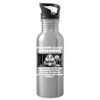 Monday Trapped Work Funny Work Outfit - Water bottle with straw - silver - Right