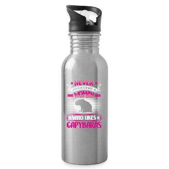 Capybara unterschätzen Wasserschwein - Trinkflasche mit integriertem Trinkhalm - Lightsilver - Rechts