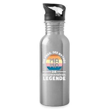 Retro Crossword Puzzle Mom Woman Legend Humor - Water bottle with straw - silver - Right