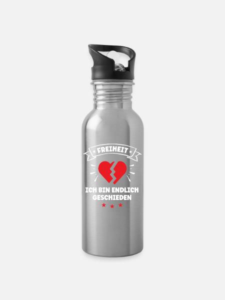 Scheidung Ich Bin Geschieden Scheidungsparty - Trinkflasche mit integriertem Trinkhalm - Lightsilver