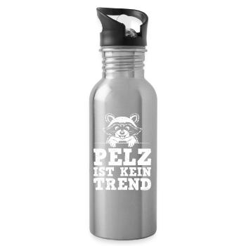 Tierschutz PELZ IST KEIN TREND Lustiges - Trinkflasche mit integriertem Trinkhalm - Lightsilver - Rechts