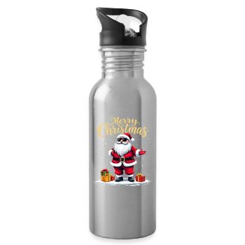 Merry Christmas Weihnachtsmann Mit Geschenken - Trinkflasche mit integriertem Trinkhalm - Lightsilver - Rechts