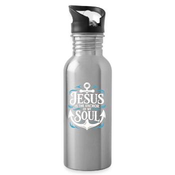 Jesus Is the Anchor of My Soul - Water bottle with straw - silver - Right