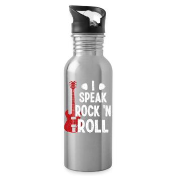 I Speak Rock 'n Roll Music Guitar Rock Band - Trinkflasche mit integriertem Trinkhalm - Lightsilver - Rechts