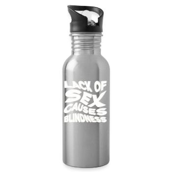 Mangel an Sex: Blindheit Satire - Trinkflasche mit integriertem Trinkhalm - Lightsilver - Rechts