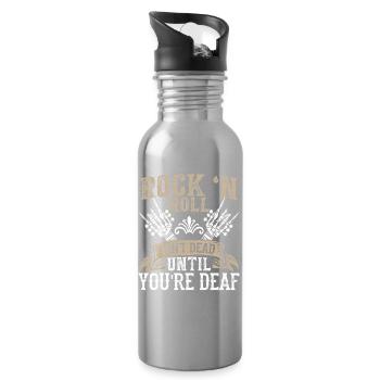 Rock 'n Roll Isn't Dead Until You're Deaf Rock - Water bottle with straw - silver - Right