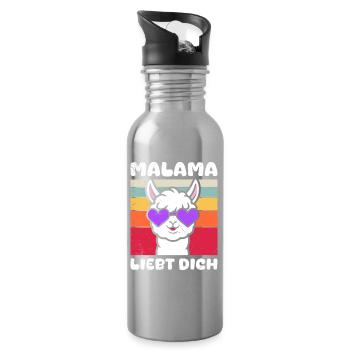 Bald Mama MALAMA LIEBT DICH Lustiges - Trinkflasche mit integriertem Trinkhalm - Lightsilver - Rechts
