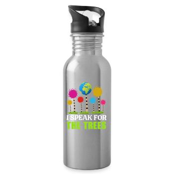I Speak for the Trees – Umwelt Statement Shirt - Trinkflasche mit integriertem Trinkhalm - Lightsilver - Rechts