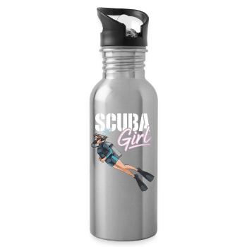 Scuba Girl Taucherin Design - Trinkflasche mit integriertem Trinkhalm - Lightsilver - Rechts