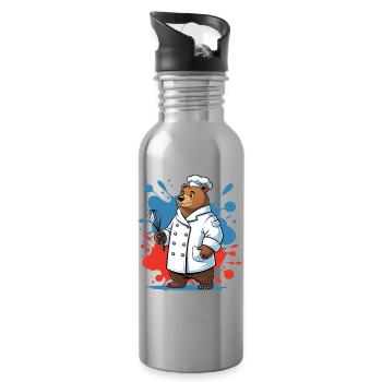 Bärenkoch Design - Trinkflasche mit integriertem Trinkhalm - Lightsilver - Rechts