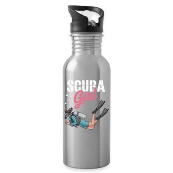 Scuba Girl Taucherin Design - Trinkflasche mit integriertem Trinkhalm - Lightsilver - Rechts