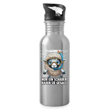 Nur ein Schauer – Lustiges Schaf Design - Trinkflasche mit integriertem Trinkhalm - Lightsilver - Rechts