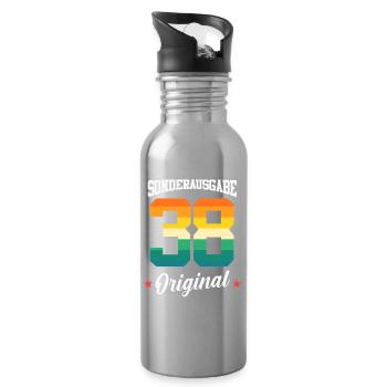 38 Geburtstag - Trinkflasche mit integriertem Trinkhalm - Lightsilver - Rechts