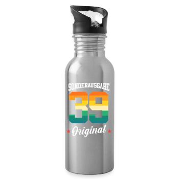 39 Geburtstag - Trinkflasche mit integriertem Trinkhalm - Lightsilver - Rechts