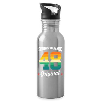 48 Geburtstag - Trinkflasche mit integriertem Trinkhalm - Lightsilver - Rechts