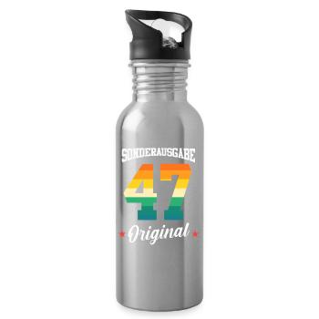 47 Geburtstag - Trinkflasche mit integriertem Trinkhalm - Lightsilver - Rechts