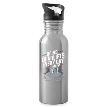 Deadlifts Every Day Coffin Motif - Halloween - Water bottle with straw - silver - Right