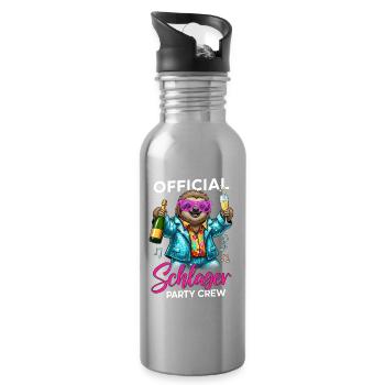 Official Schlager Party Crew - Trinkflasche mit integriertem Trinkhalm - Lightsilver - Rechts