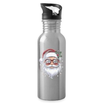 Hipster Santa mit Sonnenbrille - Trinkflasche mit integriertem Trinkhalm - Lightsilver - Rechts