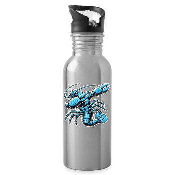 Blue Crab Illustration - Water bottle with straw - silver - Right