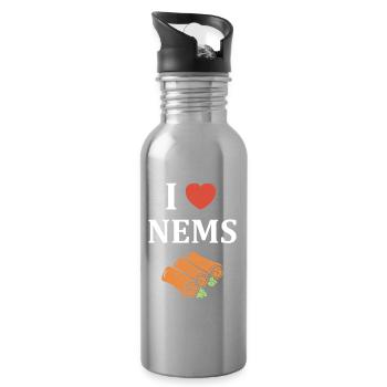 I like NEMS and Spring Rolls - Water bottle with straw - silver - Right