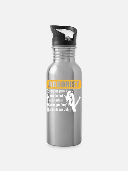 Baumpfleger Holzarbeiter Waldarbeiter Geschenk - Trinkflasche mit integriertem Trinkhalm - Lightsilver