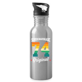 74 Birthday - Water bottle with straw - silver - Right