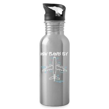 How Planes Fly Funny Aeronautical Engineer Quote - Water bottle with straw - silver - Right