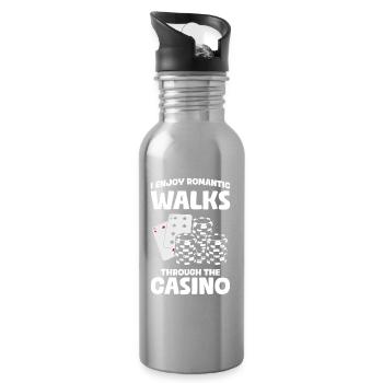 Promenades romantiques Casino Jeux d’argent Joueur drôle - Gourde avec paille intégrée - argent clair - Droite