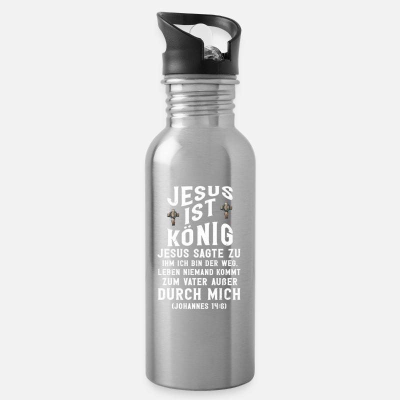 Jesus Christlich Katholiken Gläubiger Gottesdienst - Trinkflasche mit integriertem Trinkhalm - Lightsilver