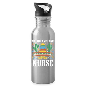 Nacho Average Nurse - Trinkflasche mit integriertem Trinkhalm - Lightsilver - Rechts