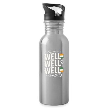 Well Well Well with Indian Flag - Water bottle with straw - silver - Right
