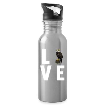 Adler - Trinkflasche mit integriertem Trinkhalm - Lightsilver - Rechts