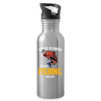 Stress durch zu wenig Angeln - Trinkflasche mit integriertem Trinkhalm - Lightsilver - Rechts
