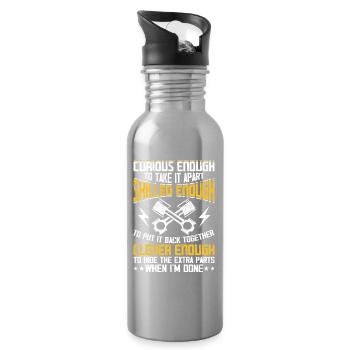 Car Mechanic Mechatronics Technician Screwdriver Gift - Water bottle with straw - silver - Right