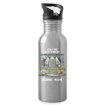Zone 404 entdeckt | Ort nicht gefunden - Humor - Trinkflasche mit integriertem Trinkhalm - Lightsilver - Rechts