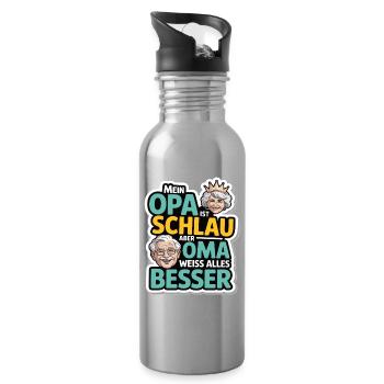  Lustiges Oma Opa Spruch Design für Kinder & - Trinkflasche mit integriertem Trinkhalm - Lightsilver - Rechts
