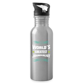 World's Best Journalist - Water bottle with straw - silver - Right