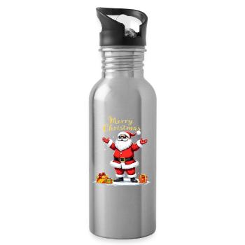 Joyeux Noël Cool Père Noël Cadeaux - Gourde avec paille intégrée - argent clair - Droite