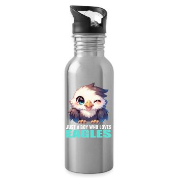 Adler - Trinkflasche mit integriertem Trinkhalm - Lightsilver - Rechts