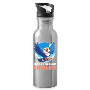 Adler - Trinkflasche mit integriertem Trinkhalm - Lightsilver - Rechts