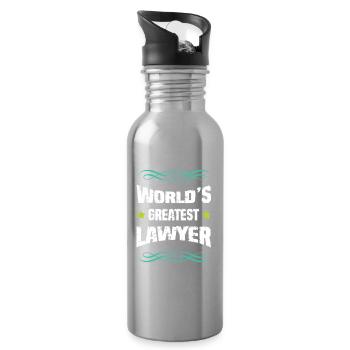 World's Greatest Lawyer Design - Water bottle with straw - silver - Right